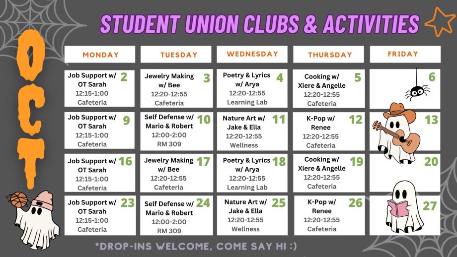 Check out our October Club Calendar SFUSD